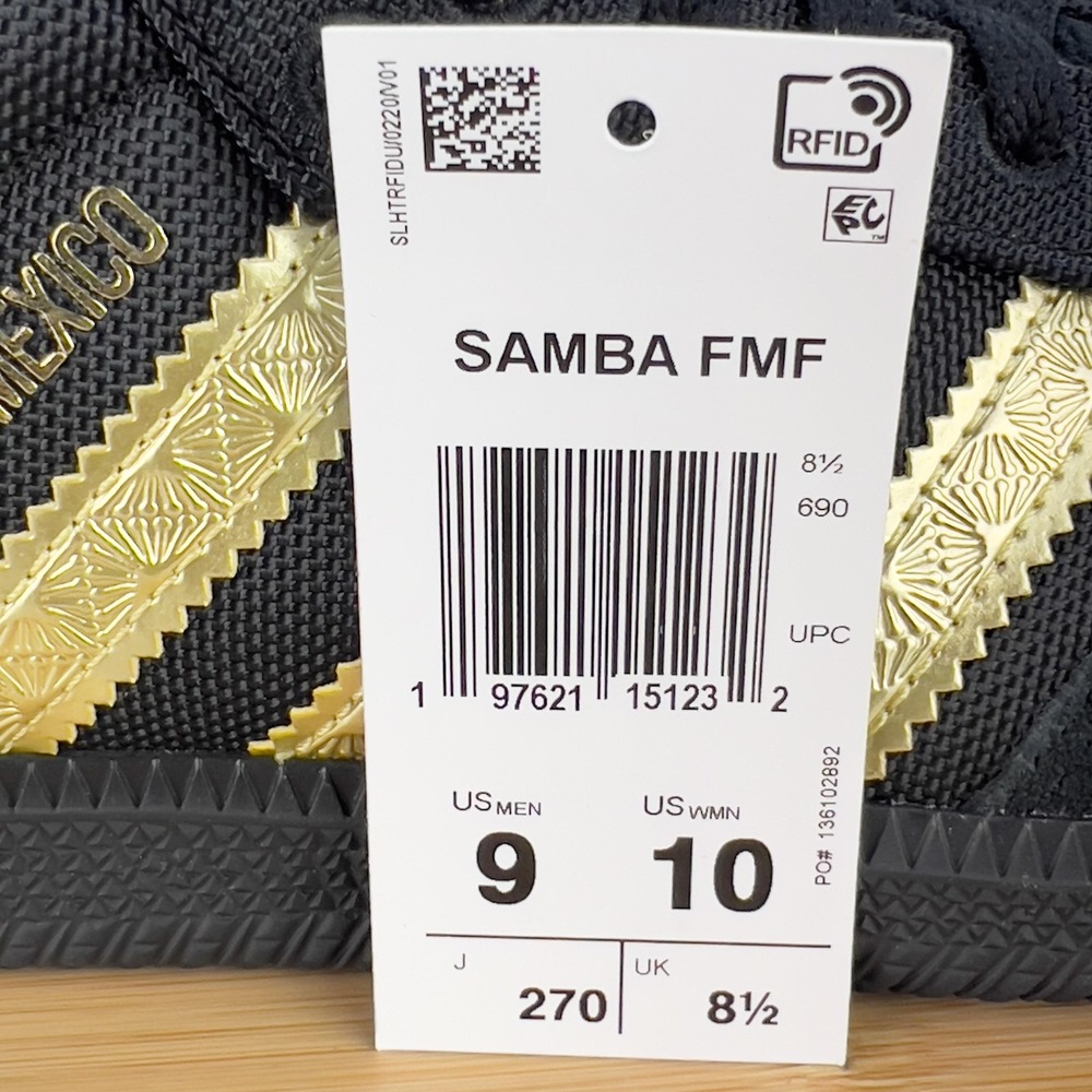 adidas Samba Mexico Shoes Mens 9 Black Gold Soccer Football Blokecore Heritage - Picture 10 of 11